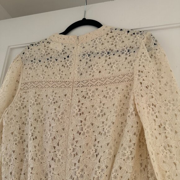 Veronica Beard Lace Mini Dress Sz 4 In Stone Khaki Button Down Ruffle Skirt - Picture 11 of 11